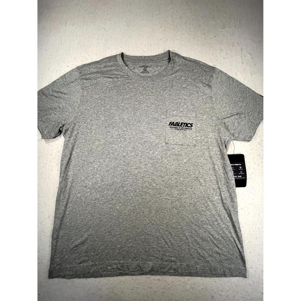 Fabletics 24/7 T Shirt Mens 2XL Heather Gray Stretch Sweat Wicking Performance